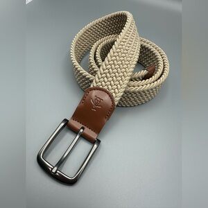 Original Penguin Braided Belt Genuine Leather S 30-32 Elastic *See Photos NWT